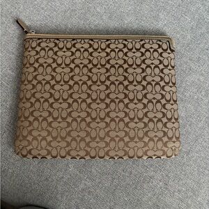 Coach Brown and Khaki metallic Monogram iPad cover